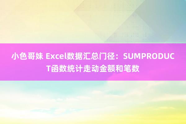 小色哥妹 Excel数据汇总门径：SUMPRODUCT函数统计走动金额和笔数