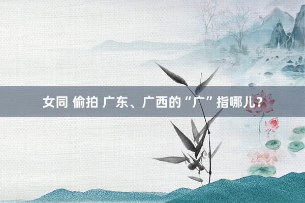 女同 偷拍 广东、广西的“广”指哪儿？