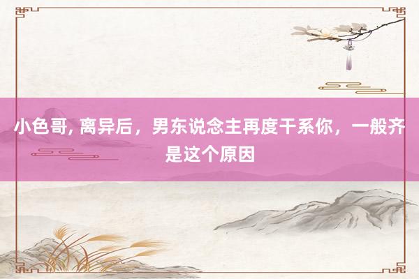 小色哥， 离异后，男东说念主再度干系你，一般齐是这个原因