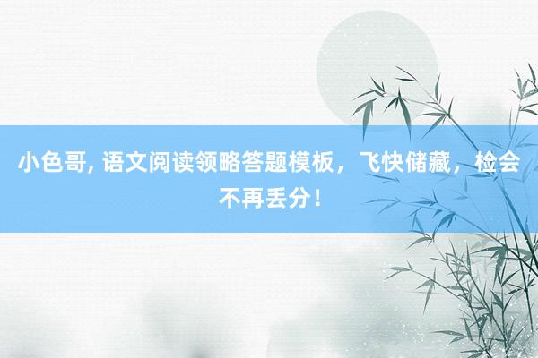 小色哥， 语文阅读领略答题模板，飞快储藏，检会不再丢分！